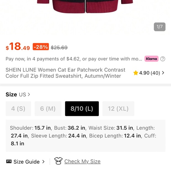 Shein- Lune Black and Red Hoodie Women’s Large - Picture 11 of 11